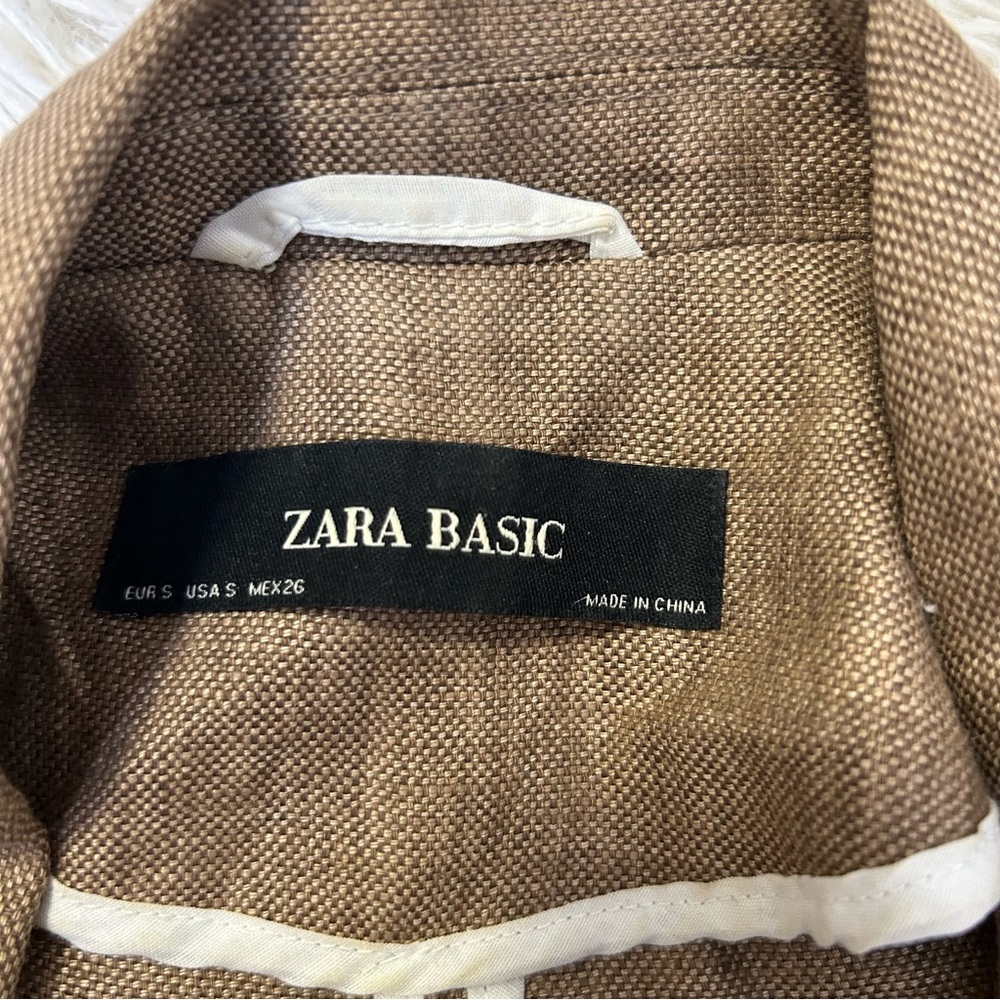 Zara Basic Linen Brown Button Jacket - image 5